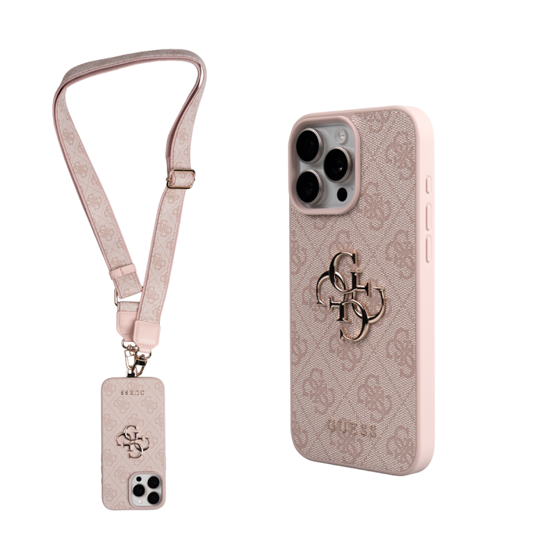 Apple iPhone 16 Pro Max Case Guess Original Licensed 4G Large Metal Logo and Thick Strap - 7