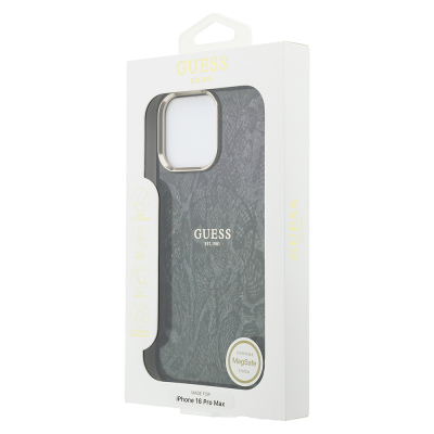 Apple iPhone 16 Pro Max Case Guess Original Licensed M-safe Charging Case with Text, Logo and Python Design - 6