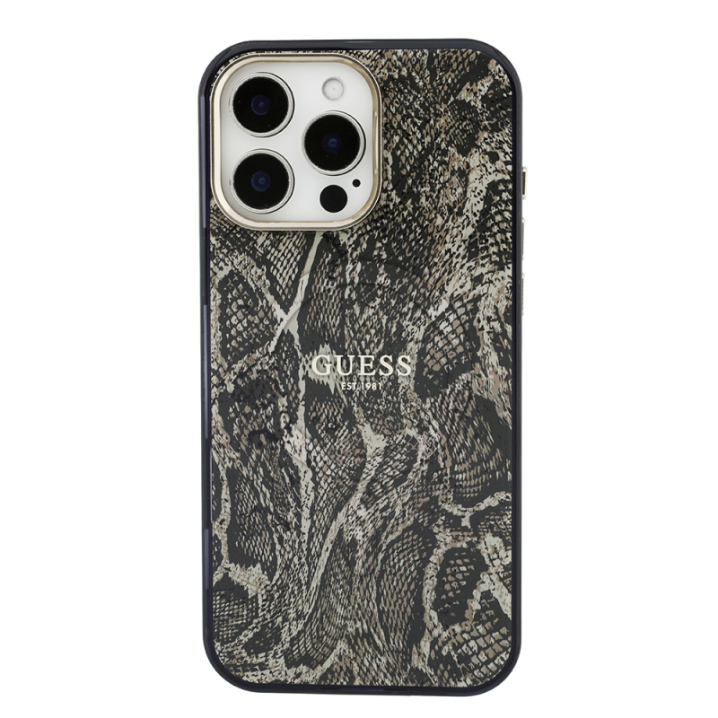 Apple iPhone 16 Pro Max Case Guess Original Licensed M-safe Charging Case with Text, Logo and Python Design - 9