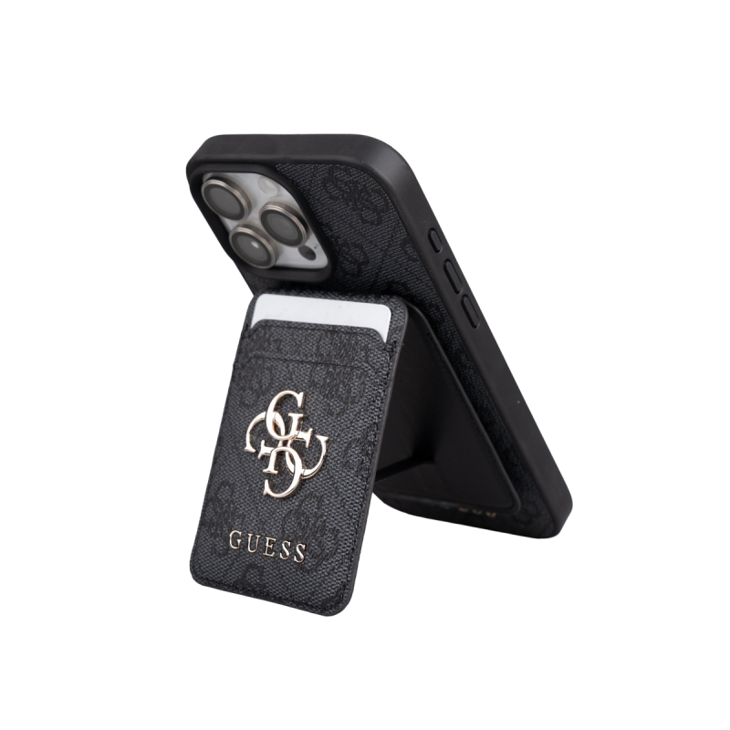 Apple iPhone 16 Pro Max Case Guess Original Licensed M-safe Charging Enabled 4G Metal Cover Large Logo and Card Holder - 7