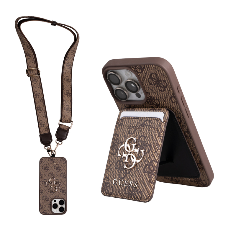 Apple iPhone 16 Pro Max Case Guess Original Licensed M-safe Charging Feature Strap and 4G Logo Card Holder - 2