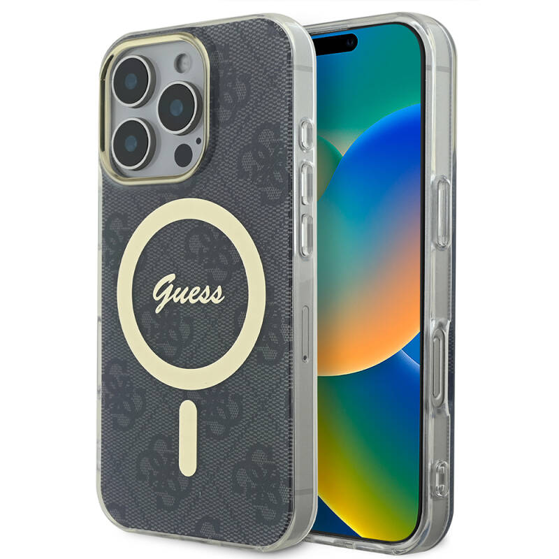 Apple iPhone 16 Pro Max Case Guess Original Licensed Magsafe Charging Featured 4G Patterned Cover with Text Logo - 1