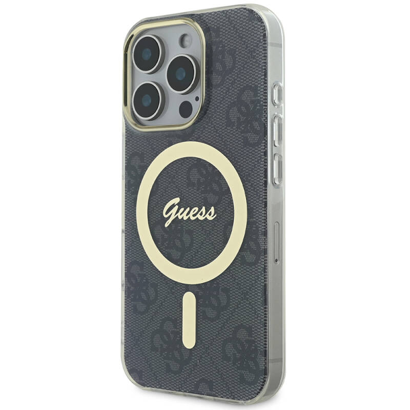 Apple iPhone 16 Pro Max Case Guess Original Licensed Magsafe Charging Featured 4G Patterned Cover with Text Logo - 3