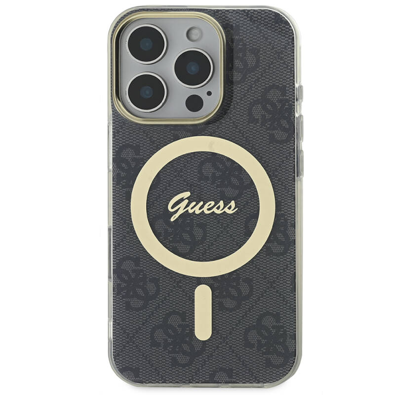 Apple iPhone 16 Pro Max Case Guess Original Licensed Magsafe Charging Featured 4G Patterned Cover with Text Logo - 4