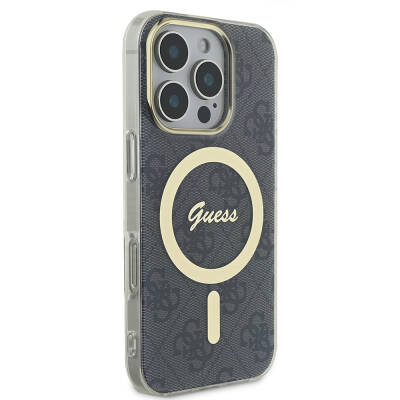 Apple iPhone 16 Pro Max Case Guess Original Licensed Magsafe Charging Featured 4G Patterned Cover with Text Logo - 5