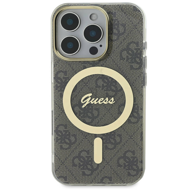 Apple iPhone 16 Pro Max Case Guess Original Licensed Magsafe Charging Featured 4G Patterned Cover with Text Logo - 12