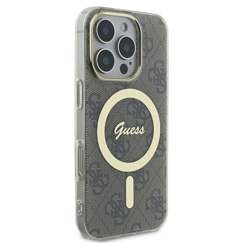 Apple iPhone 16 Pro Max Case Guess Original Licensed Magsafe Charging Featured 4G Patterned Cover with Text Logo - 13