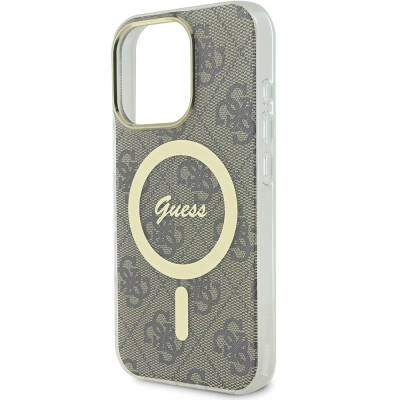 Apple iPhone 16 Pro Max Case Guess Original Licensed Magsafe Charging Featured 4G Patterned Cover with Text Logo - 15