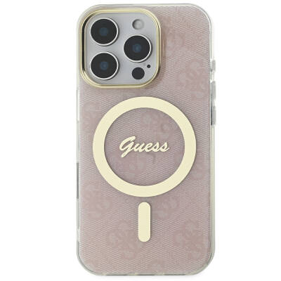 Apple iPhone 16 Pro Max Case Guess Original Licensed Magsafe Charging Featured 4G Patterned Cover with Text Logo - 21