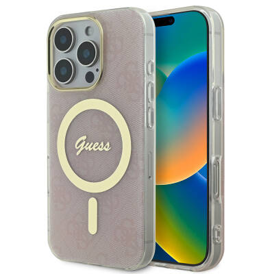 Apple iPhone 16 Pro Max Case Guess Original Licensed Magsafe Charging Featured 4G Patterned Cover with Text Logo - 19