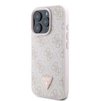 Apple iPhone 16 Pro Max Case Guess Original Licensed Magsafe Charging Featured PU Leather 4G Patterned Stony Triangle Logo Cover - 7