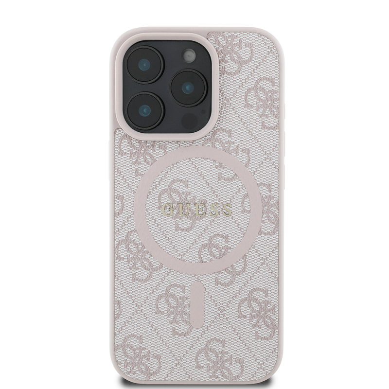 Apple iPhone 16 Pro Max Case Guess Original Licensed Magsafe Charging Featured PU Ring 4G Patterned Text Logo Cover - 1