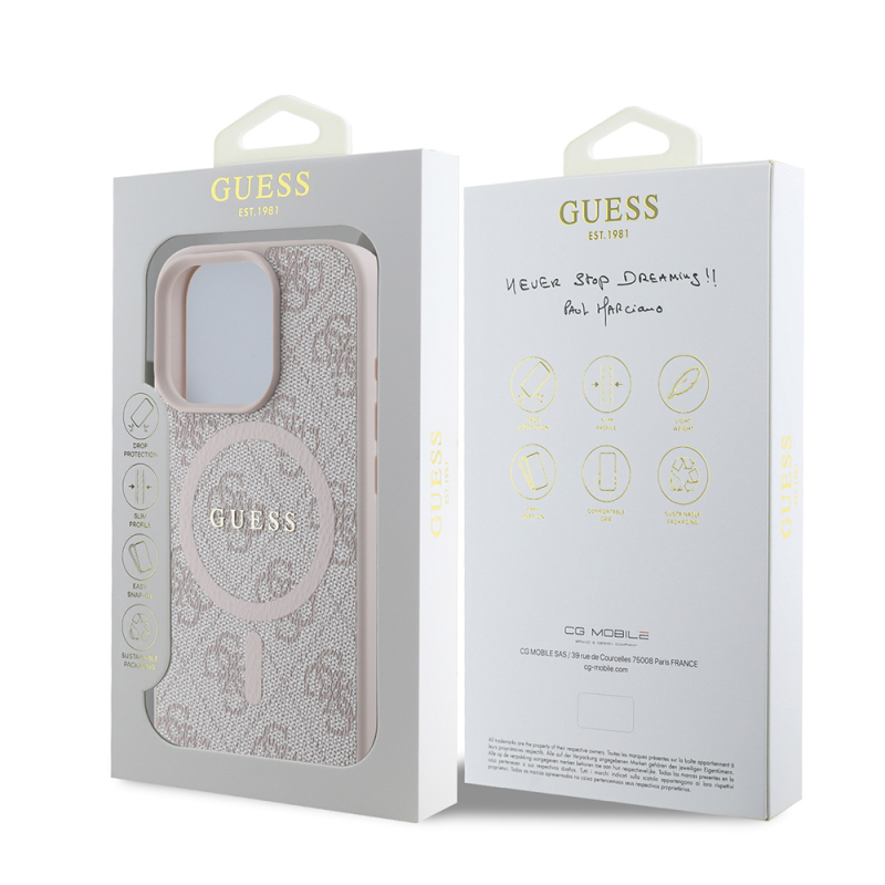 Apple iPhone 16 Pro Max Case Guess Original Licensed Magsafe Charging Featured PU Ring 4G Patterned Text Logo Cover - 11