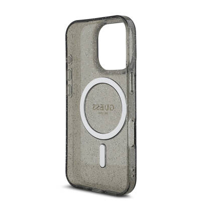 Apple iPhone 16 Pro Max Case Guess Original Licensed Magsafe Charging Featured Silvery Silicone Pearl Bracelet Cover - 11