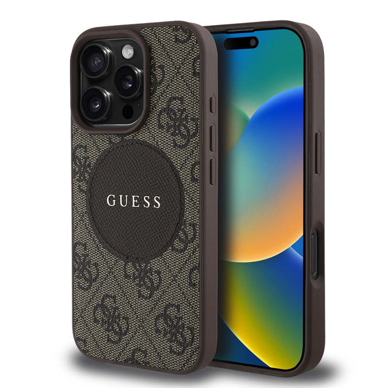 Apple iPhone 16 Pro Max Case Guess Original Licensed Magsafe Charging Featured Text Logo Circle Classic Cover - 9