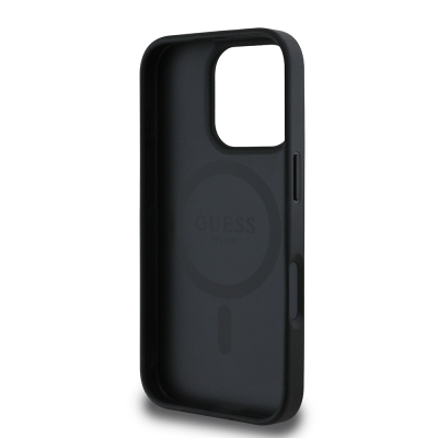 Apple iPhone 16 Pro Max Case Guess Original Licensed Magsafe Charging Featured Text Logo Circle Classic Cover - 17