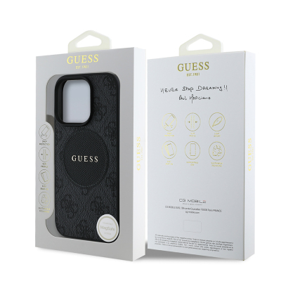 Apple iPhone 16 Pro Max Case Guess Original Licensed Magsafe Charging Featured Text Logo Circle Classic Cover - 18