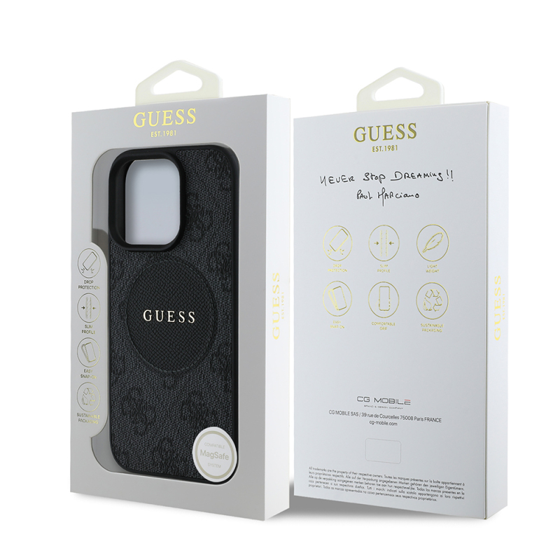 Apple iPhone 16 Pro Max Case Guess Original Licensed Magsafe Charging Featured Text Logo Circle Classic Cover - 18