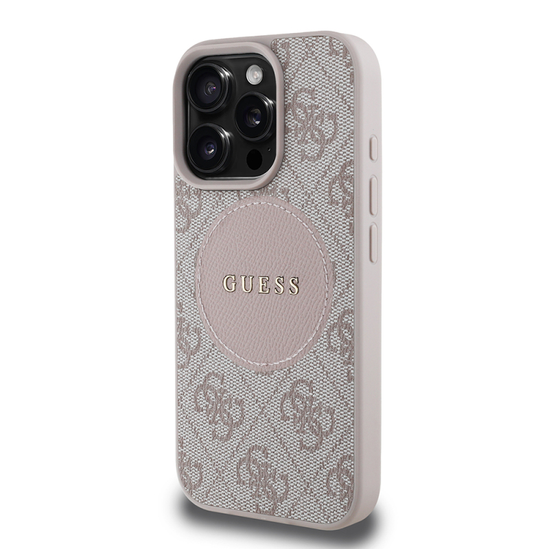 Apple iPhone 16 Pro Max Case Guess Original Licensed Magsafe Charging Featured Text Logo Circle Classic Cover - 20