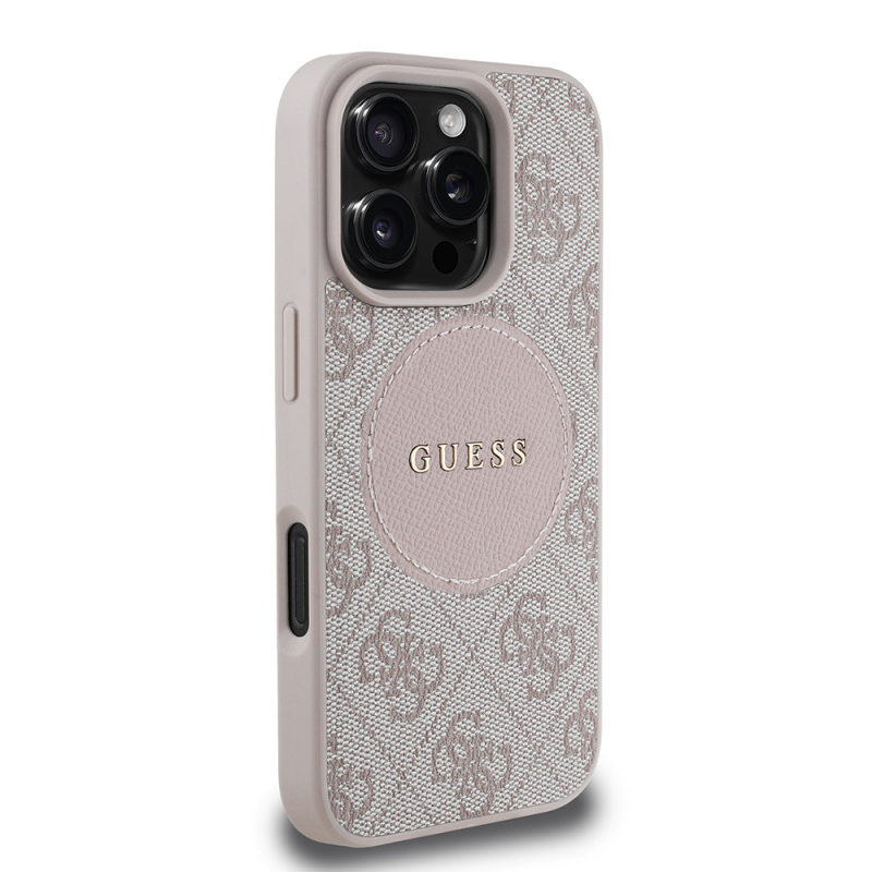 Apple iPhone 16 Pro Max Case Guess Original Licensed Magsafe Charging Featured Text Logo Circle Classic Cover - 21