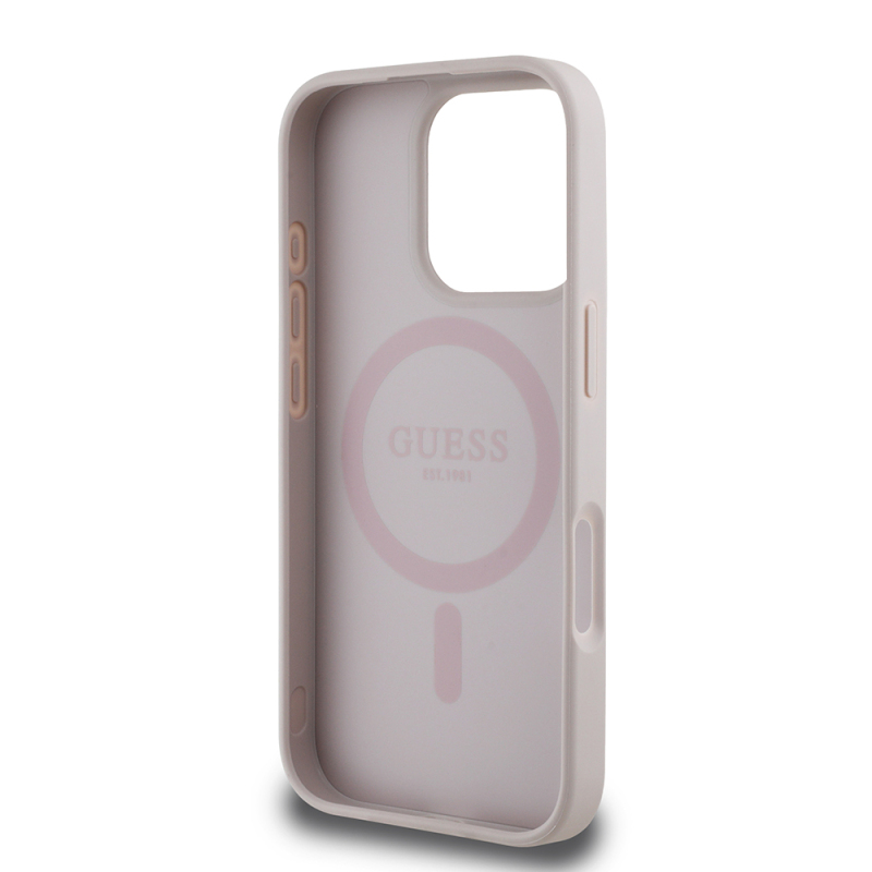 Apple iPhone 16 Pro Max Case Guess Original Licensed Magsafe Charging Featured Text Logo Circle Classic Cover - 24