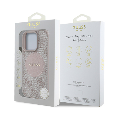 Apple iPhone 16 Pro Max Case Guess Original Licensed Magsafe Charging Featured Text Logo Circle Classic Cover - 25