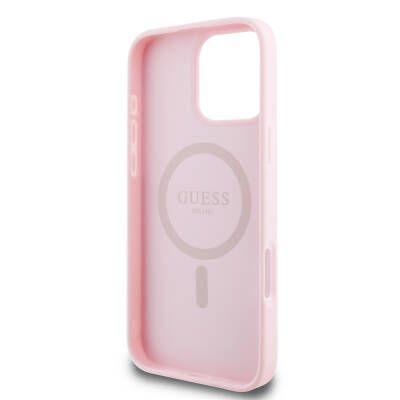 Apple iPhone 16 Pro Max Case Guess Original Licensed Magsafe Grained Cover Charging Feature and Text Logo - 8