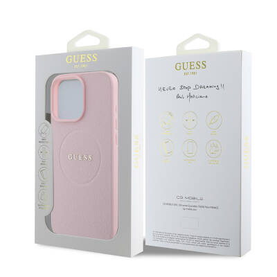 Apple iPhone 16 Pro Max Case Guess Original Licensed Magsafe Grained Cover Charging Feature and Text Logo - 9