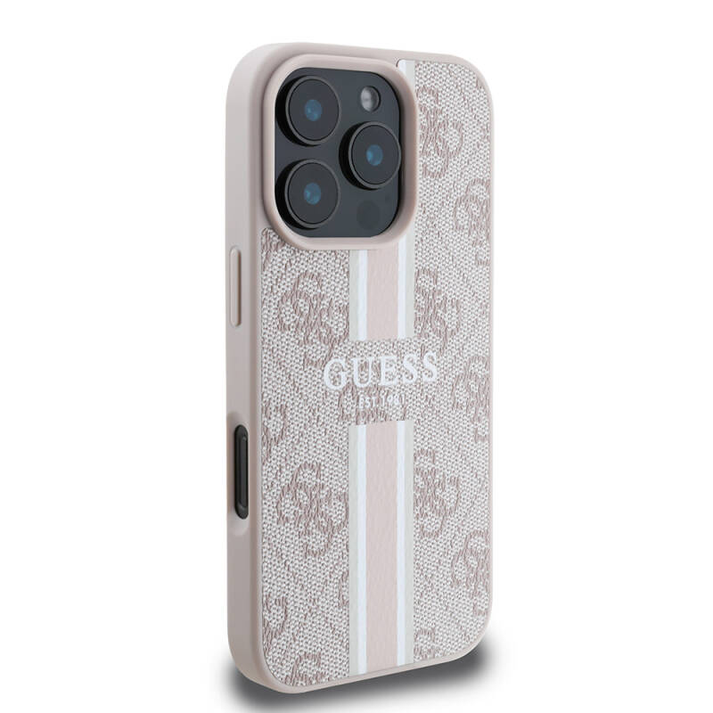 Apple iPhone 16 Pro Max Case Guess Original Licensed Magsfe Charging Feature 4G Stripe Design Printed Cover - 13