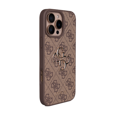 Apple iPhone 16 Pro Max Case Guess Original Licensed PU Leather 4G Large Metal Logo Crossbody Strap Cover - 29