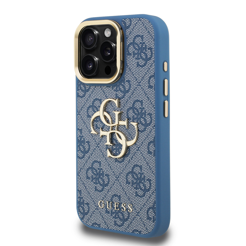 Apple iPhone 16 Pro Max Case Guess Original Licensed PU Leather 4G Patterned Metal Big 4G and Text Logo Camera Stand Cover - 19