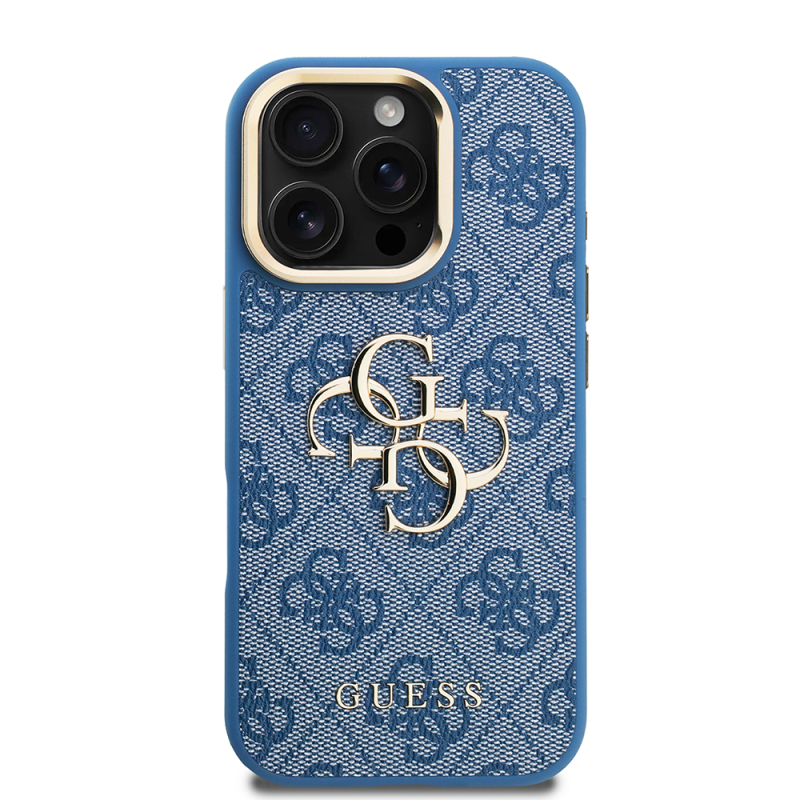 Apple iPhone 16 Pro Max Case Guess Original Licensed PU Leather 4G Patterned Metal Big 4G and Text Logo Camera Stand Cover - 20
