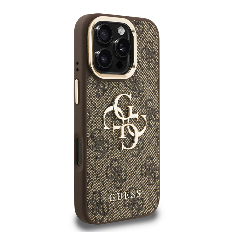 Apple iPhone 16 Pro Max Case Guess Original Licensed PU Leather 4G Patterned Metal Big 4G and Text Logo Camera Stand Cover - 7