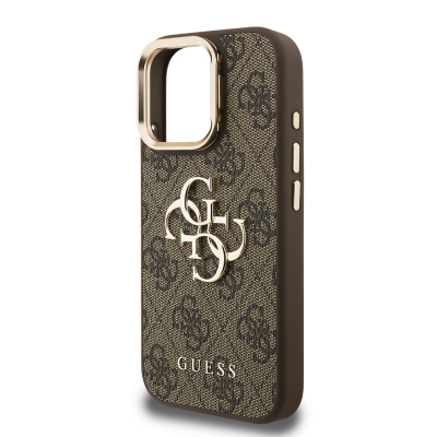 Apple iPhone 16 Pro Max Case Guess Original Licensed PU Leather 4G Patterned Metal Big 4G and Text Logo Camera Stand Cover - 9