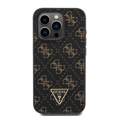 Apple iPhone 16 Pro Max Case Guess Original Licensed PU Leather 4G Patterned Triangle Logo Cover - 3