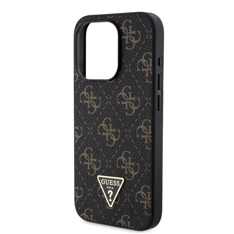 Apple iPhone 16 Pro Max Case Guess Original Licensed PU Leather 4G Patterned Triangle Logo Cover - 6