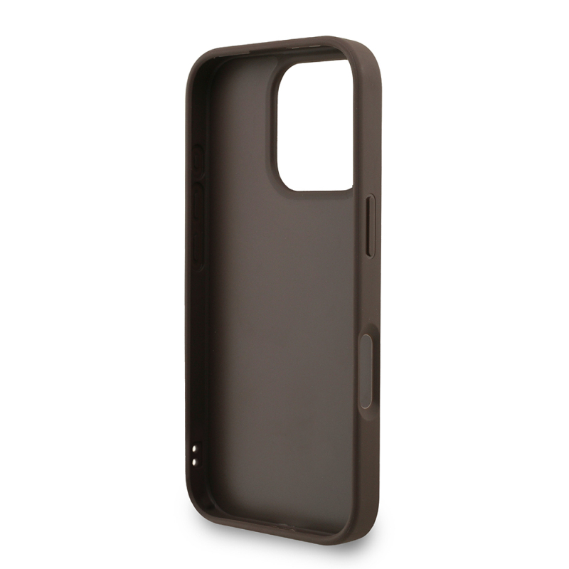 Apple iPhone 16 Pro Max Case Guess Original Licensed PU Leather Wrist Strap Rope Metal Large 4G and Text Logo Cover - 24