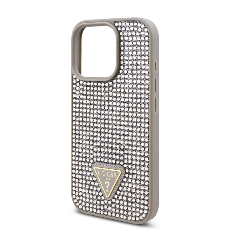 Apple iPhone 16 Pro Max Case Guess Original Licensed Stone Back Surface Triangle Logo Cover - 24