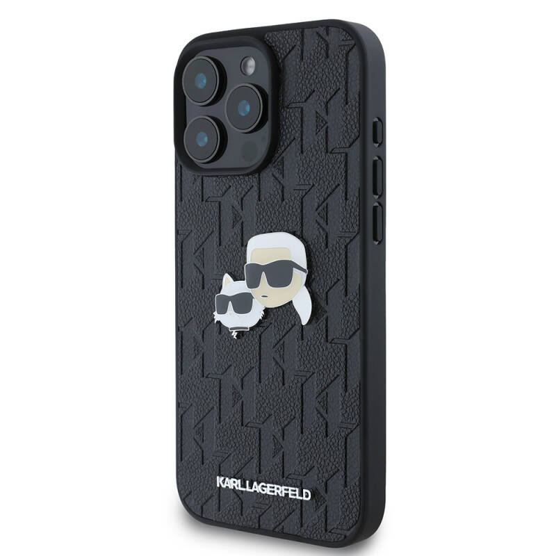 Apple iPhone 16 Pro Max Case Karl Lagerfeld Original Licensed K&C Heads Monogram Pin Cover - 3