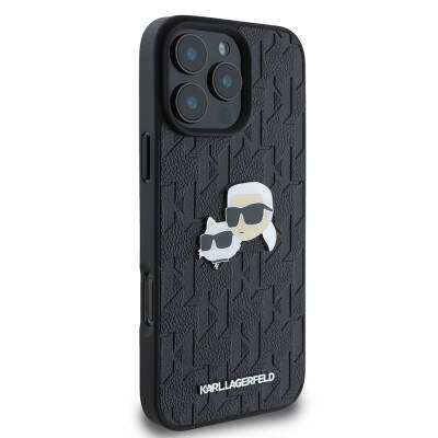 Apple iPhone 16 Pro Max Case Karl Lagerfeld Original Licensed K&C Heads Monogram Pin Cover - 5