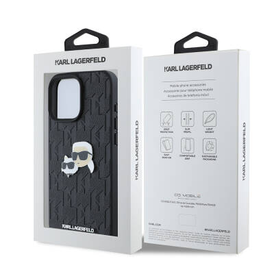 Apple iPhone 16 Pro Max Case Karl Lagerfeld Original Licensed K&C Heads Monogram Pin Cover - 9