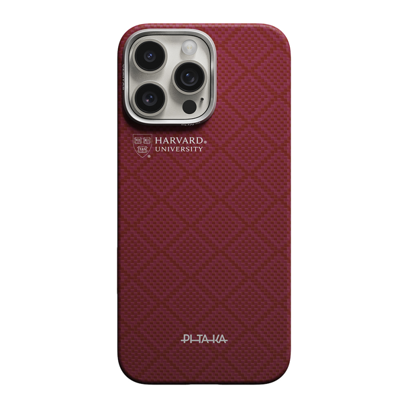 Apple iPhone 16 Pro Max Case M-safe Charging Enabled Aramid Fiber Pitaka Harvard University Series Cover - 1