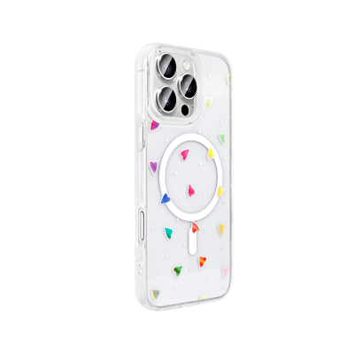 Apple iPhone 16 Pro Max Case M-Safe Charging Transparent Zore Folk Hard Cover - 11