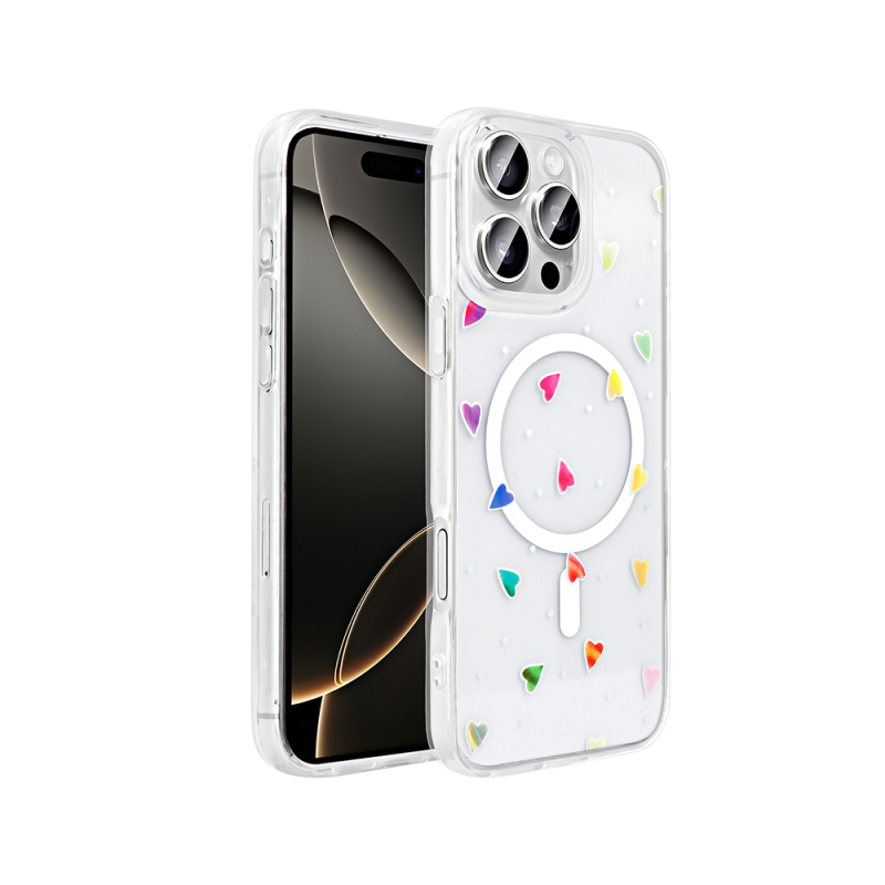 Apple iPhone 16 Pro Max Case M-Safe Charging Transparent Zore Folk Hard Cover - 3