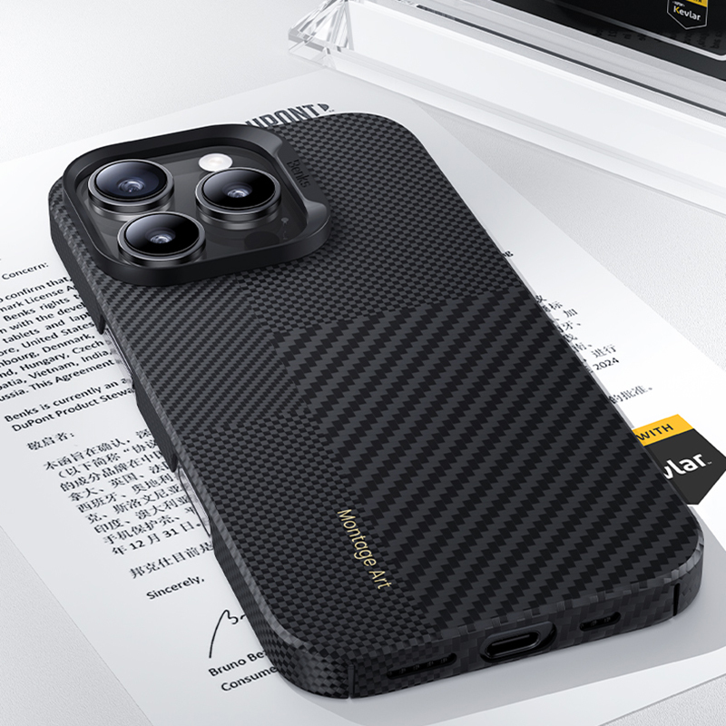 Apple iPhone 16 Pro Max Case Magsafe Charging Feature Carbon Fiber Benks New Series Montage ArmorAir Kevlar Cover - 7