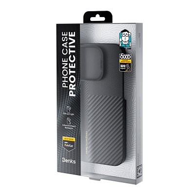 Apple iPhone 16 Pro Max Case Magsafe Charging Feature Carbon Fiber Benks New Series Montage ArmorAir Kevlar Cover - 13