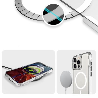 Apple iPhone 16 Pro Max Case Magsafe Charging Featured Airbag Transparent Zore Incek Cover - 11