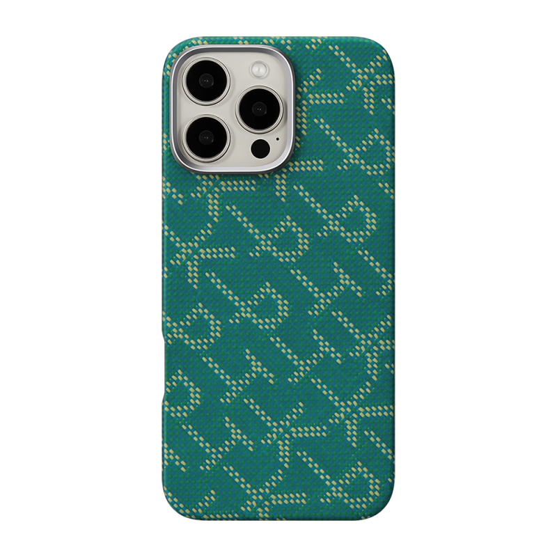 Apple iPhone 16 Pro Max Case MagSafe Charging Featured Aramid Fiber Pitaka Tactile Woven Monogram Series Cover - 1