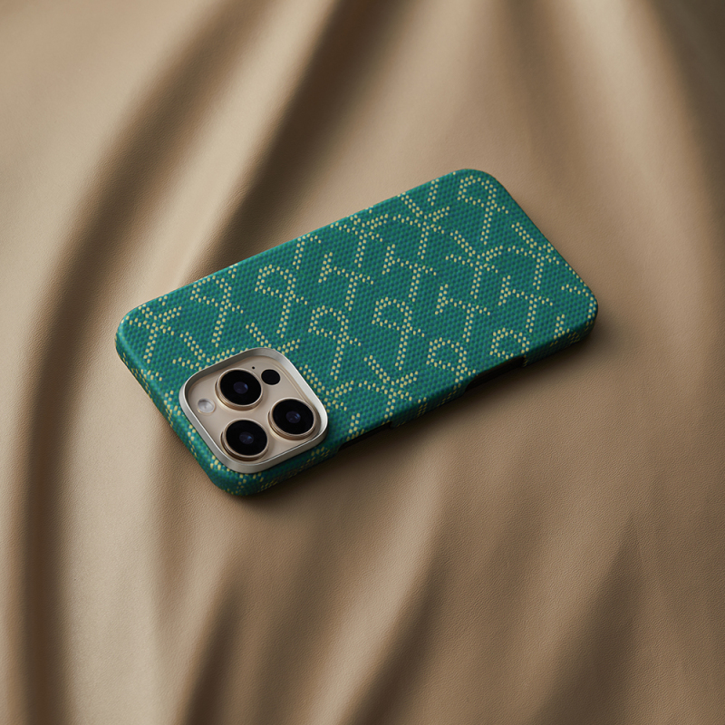 Apple iPhone 16 Pro Max Case MagSafe Charging Featured Aramid Fiber Pitaka Tactile Woven Monogram Series Cover - 21