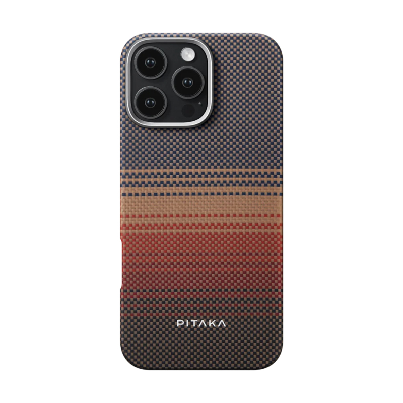 Apple iPhone 16 Pro Max Case Magsafe Charging Featured Pitaka Aramid Fiber Tactile Woven Sunset-Moonrise Series Sunset Cover - 1